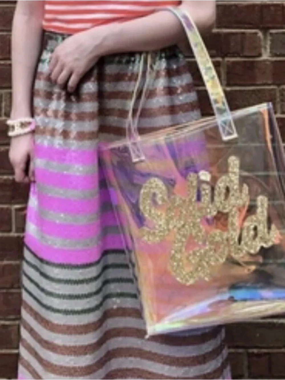 J.Crew crewcuts X Gunner & Lux solid Iridescent gold tote bag Clear Holographic